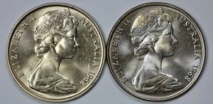 1968 Australia 10c GEM Brilliant UNC Lot of 2 Ten Cents - Picture 1 of 3