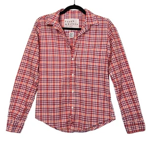 Frank & Eileen Barry rosa kariertes Baumwollhemd mit Knopfleiste Top Größe Small - Bild 1 von 7