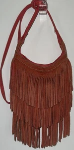 Bolso Bandolera De Colección American Eagle Coral Gamuza Flecos Festival Hippie Bohemio - Imagen 1 de 6