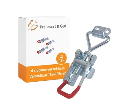 Spannverschluss Stahl 115–125mm – Halter / Exzenterverschluss Anhänger – 4er-Set - Bild 1 von 4