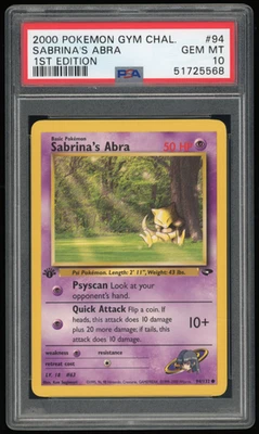 2000 POKEMON GYM CHALLENGE 1ST EDITION #94/132 SABRINA'S ABRA PSA 10 *LOW POP 87 - Image 1 of 2