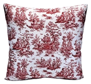 French Country Red Toile 20x20 Decorative Throw Pillow Cover - Picture 1 of 11