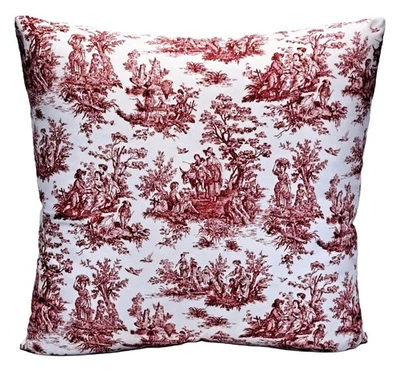 French Country Red Toile 20x20 Decorative Throw Pillow Cover - Image 1 of 4
