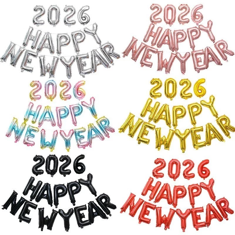 Happy New Year Balloons 16" Letters Foil Balloons 2026 Christmas Decoration UK — 第 1/4 张图片