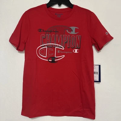 Champion Boys Spell Out Red Short Sleeve T-Shirt Size Medium NWT - Image 1 of 2