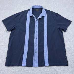 Axist Shirt Men's XL Blue 100% Washable Silk Striped Short Sleeve Casual Summer - Picture 1 of 7