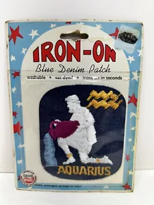 Vintage Aquarius Zodiac Astrology Iron On Embroidered Patch USA NOS - Picture 1 of 3