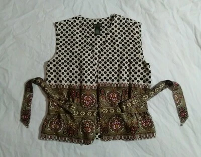 Vest fei pale black brown red yellow flower circle pattern design  - Изображение 1 из 4