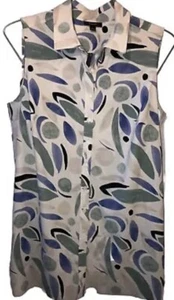 Alfani L NWT Women's Printed Tunic Shirt Dynamic Dance Button Up Deco Breeze - Picture 1 of 10