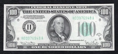 FR. 2156-H 1934-D $100 FRN FEDERAL RESERVE NOTE ST. LOUIS, MO GEM UNCIRCULATED - Image 1 of 2