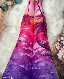 Tropical Ombre Sunset Palm Trees Leggings OS TC