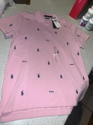 Ralph Lauren boys small/8 pink/ navy horse polo- Msrp 88 - Image 1 of 4