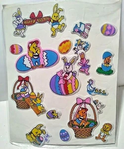 Adesivi vintage PASQUA sigilli BUNNY PEEPS Imperial Toy Corporation 1987 HTF - Foto 1 di 2