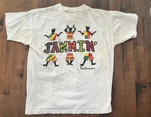 Vintage 80s Jammin' Rasta Bahamas White T Shirt XXL Single Stitch - Picture 1 of 5
