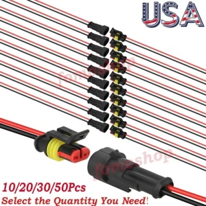50/10 piezas 2 pines cable eléctrico impermeable conectores macho y hembra para automóvil - Imagen 1 de 10