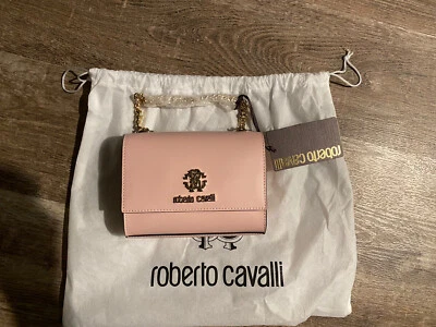 NWOT Roberto Cavalli Pink Logo Crest Chain Crossbody Bag - Image 1 of 4