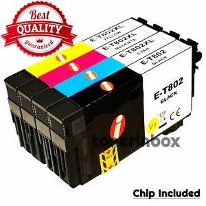 Cartucho de tinta T802XL 802 XL 4 un. para Epson WorkForce EC-4020 EC-4030 WF-4720 4730 - Imagen 1 de 2