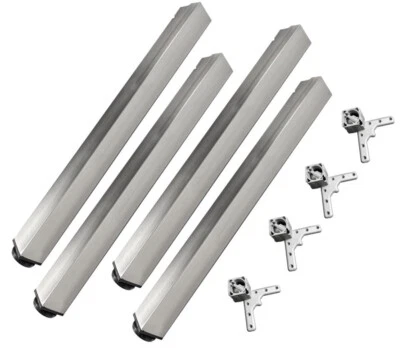 Tischbein eckig Edelstahl Optik gebürstet Metall 4er Set Höhe 710mm TFD60 - Bild 1 von 4