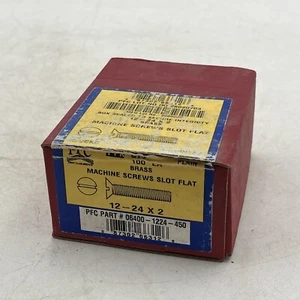Stck 100: Messing Flachkopf Maschinenschraube Schlitz #12-24 x 2 Neu Versiegelte Schachtel mit 100 - Bild 1 von 3
