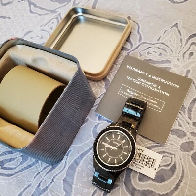 ⌚ NUEVO CON ETIQUETAS NUEVO CON ETIQUETAS NUEVO Reloj Fossil Mujer ES-2454 Negro Cristales Semitransparente Resina Foto 1 de 4