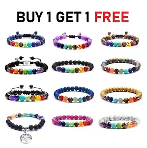 Bracciale Guarigione Naturale Ansia Gemma Pietra Reiki Gioielli Perlina 7 Chakra Regalo - Foto 1 di 18