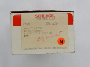 Older NOS Schlage # F51N Bright Brass (605) Bell Entry Lockset 2 3/4" Backset - Picture 1 of 6