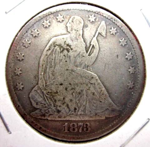 1873 NO ARROWS SEATED LIBERTY HALF DOLLAR 50c COIN PHILADELPHIA MINT CLOSED 3 Cover