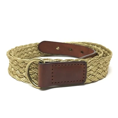 NEW J Crew Belt Womens Size M/L Gold Woven Braided Brown Leather Made USA VTG - Image 1 of 4