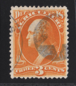 1879 US Official Agriculture SC O95 3c Washington - Used w/ Star Cancel, XF ABN