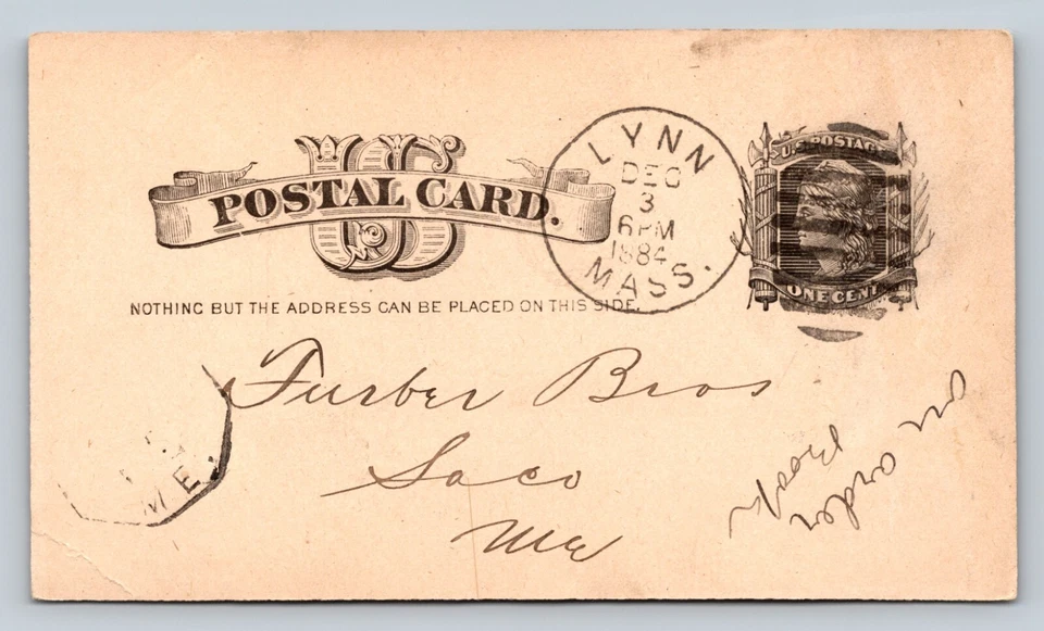 1881 UX7 Postal Card 1c DUPLEX Cancellation 'Send Pump Pipe For Well 13ft Deep' - Image 1 of 3