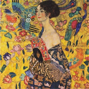 GUSTAV KLIMT Lady With Fan *FRAMED* CANVAS PRINT 20"X 20" - Bild 1 von 1