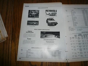 Datos de identificación y servicio del modelo Honda 1975 76 77 78 79 80 - números de pieza - Imagen 1 de 3