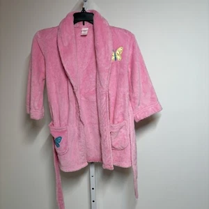 Xhilaration Girls Pink Plush Bathrobe Butterflies Pockets Tie Belt Size XS - Picture 1 of 9