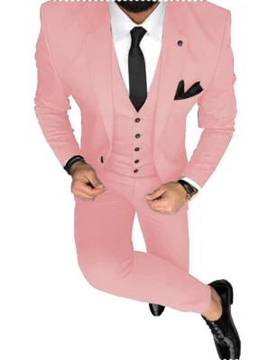 Trajes de 3 piezas para hombre boda novio fiesta esmoquin blazer + chaleco + pantalones talla 42r 44r 46r Foto 1 de 4