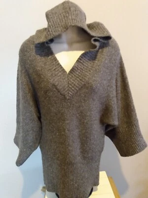 KENJI Women's Brown Thick Knit Pullover Wide Sleeve Hoodie Sweater Size M - Image 1 of 4