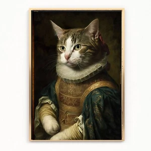 Royal Cat Dressed Up Style Druck Bild Poster viktorianisch UNGERAHMT A3 - Bild 1 von 1