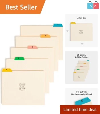 Eco-Friendly Letter Size Top Tab File Guides with Assorted Color Tabs - 25 Count - Image 1 of 4