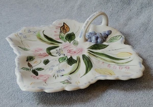 Blue Ridge Southern Potteries Verna HP Handled Maple Leaf Cake Tray - Picture 1 of 6