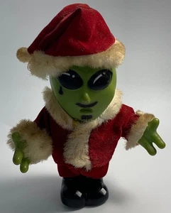 VINTAGE GREEN ALIEN FIGURINE DRESSED AS SANTA CLAUS CHRISTMAS FIGURE (READ DESC) - Picture 1 of 10
