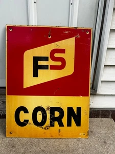 VINTAGE WOODEN F S SIGN CORN 24" X 18" - Picture 1 of 2