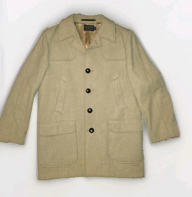  Vintage 42 Pendleton Wool Pea Coat Jacket Tan Beige - Image 1 of 4