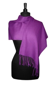 Biagio 100% Wool Pashmina Solid Scarf PURPLE INDIGO Color Womens Shawl Wrap - Picture 1 of 4