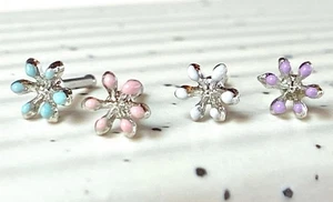 1pc Enamel Flower Top 20g Nose Ring Stud Surgical Steel Body Jewelry - Picture 1 of 10