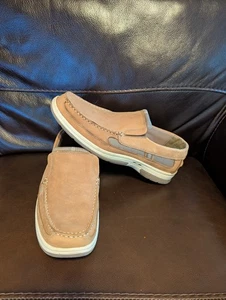 Clarks Mens Shoes Slip On Size 12 Tan Leather Upper Seabrook Free Casual Shoes - Picture 1 of 10