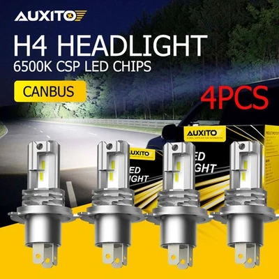AUXITO White H4 9003 HB2 LED Headlight Bulb Hi/Lo Beam Headlamps 40000LM CANBUS - Image 1 of 4