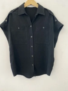 IRO PARIS Mahure Black Sleeveless Button up Vest Gilet Top Size 34 Fit M - L - Picture 1 of 9