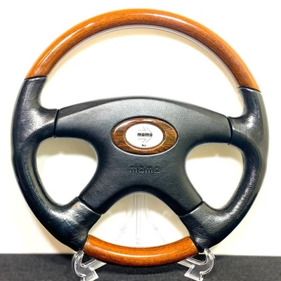 MOMO REGAL 36.5φ Wood Leather Steering Wheel Italy JDM Toyota Mazda Miata Civic - Imagem 1 de 4