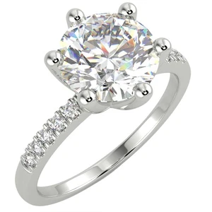 2.04 Ct Round Cut VVS2/D Solitaire Pave Diamond Engagement Ring 14K White Gold - Picture 1 of 6