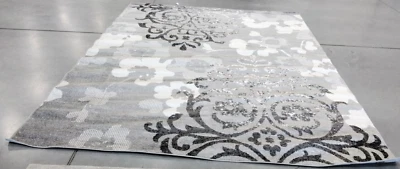 SILVER / IVORY 9' X 12' Pressed Pile Rug, Reduced Price 1172729784 ADR114B-9 - Image 1 of 4