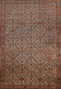 Alfombra antigua tradicional hecha a mano anterior a 1900 tinte vegetal Bidjjar alfombra marfil 4x6 - Imagen 1 de 24